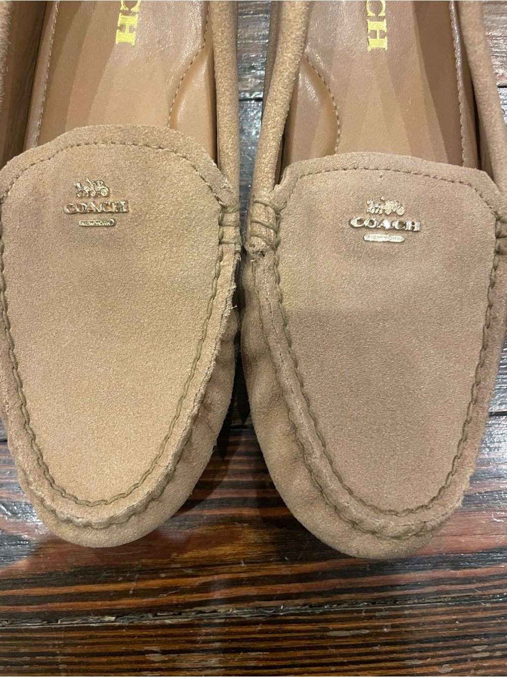 Coach Beige Suede Driving Moccasins - Picture 5 of 5